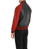 Walton Black & Red Leather Varsity Jacket - Image 2