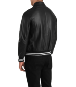 Walton Black Leather Varsity Jacket - Image 2