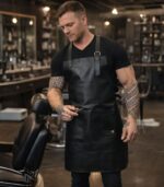 Double Pocket Leather Apron - Black - Image 2