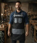 The Kent Black Canvas and Grey Leather Pocket Apron - Image 2