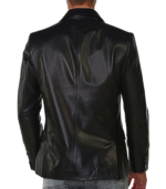 Black Stretch Leather Blazer - Image 2