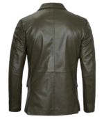 Men's Military Green Leather Blazer – Ejnar - Image 2