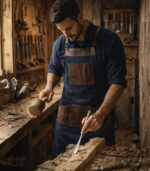 The Bedfordshire Canvas Blue Apron - Image 2