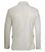 Men's White Two-Button Leather Blazer – Bo - Image 2