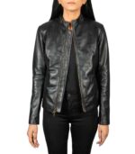 Rumella Black Leather Biker Jacket - Image 2