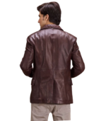 Radaron Quilted Maroon Leather Blazer - Image 2