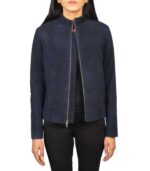 Rumella Blue Suede Biker Jacket - Image 2