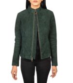 Rumella Green Suede Biker Jacket - Image 2
