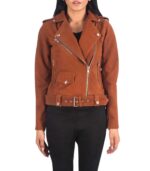 Alison Brown Suede Biker Jacket - Image 2
