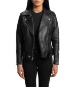 Rumy Black Leather Biker Jacket - Image 2