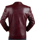YKK Zippers Burgundy Lambskin Leather Blazer - Image 2