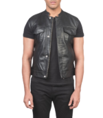 Atlas Moto Black Leather Vest - Image 2