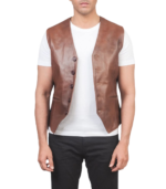 Auden Brown Leather Vest - Image 2