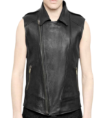 Faux Leather Biker Vest - Image 2