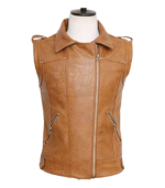 Men Camel Brown Western Style Vest - Image 2