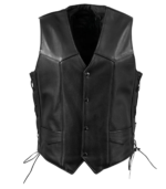 Men's Black Side-Lace Motorcycle Leather Vest – Snorre - Image 2