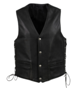 Men's Black Steerhide Motorcycle Leather Vest – Amund - Image 2