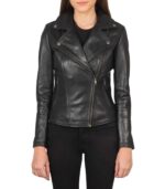 Flashback Black Leather Biker Jacket - Image 2
