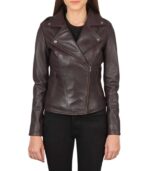 Flashback Maroon Leather Biker Jacket - Image 2