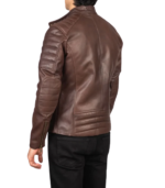 Faisor Brown Leather Biker Jacket - Image 2