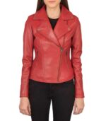 Flashback Red Leather Biker Jacket - Image 2