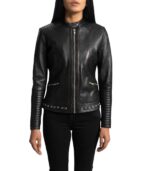 Haley Ray Black Leather Biker Jacket - Image 2