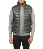 Reeves Green Leather Puffer Vest - Image 2