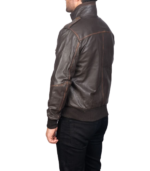Glen Street Brown Leather Bomber Jacket - Image 2