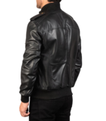 Agent Shadow Black Leather Bomber Jacket - Image 2