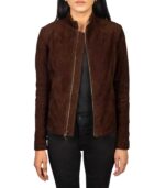 Women's Mocha Suede Biker Jacket – Liv - Image 2