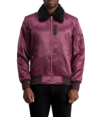 Clyde B-15 Maroon Bomber Jacket - Image 2