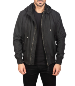 Men's Black Hooded MA-1 Bomber Jacket – Henrik - Image 2