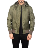 Men's Green Hooded MA-1 Bomber Jacket – Henrik - Image 2
