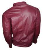 Jade Mens Maroon Zip-Up Bomber Leather Jacket - Image 2