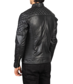 Fernando Quilted Black Leather Biker Jacket - Image 2