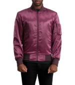Quinton MA-1 Maroon Bomber Jacket - Image 2
