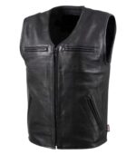 Men's V-Neck Motorcycle Leather Biker Vest – Kolbein - Image 2