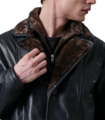 Cai Black Leather Shearling Coat - Image 2