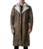 Cai Distressed Brown Leather Shearling Coat - Image 2