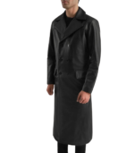 Delmar Black Leather Double Breasted Coat - Image 2