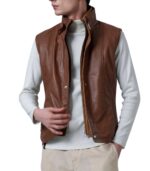 Men's Waxed Brown Leather Vest – Erlend - Image 2