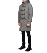 Drake Grey Wool Hooded Duffle Coat - Image 5