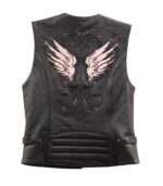 Black and Pink Studded Leather Vest - Image 3