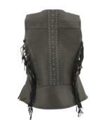 Black Fringed Leather Vest - Image 2