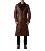 Charlton Waxed Brown Leather Single Breasted Coat - Image 2