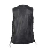 Black Lambskin Side Lace Biker Vest - Image 2