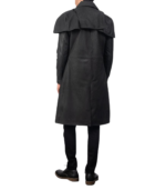 Classic Distressed Black Leather Duster - Image 2