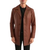Classmith Brown Leather Coat - Image 2