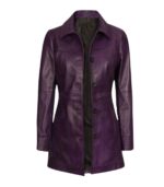 Women's Purple Leather Car Coat – Silje - Image 2