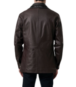Connor Maroon Leather Coat - Image 2